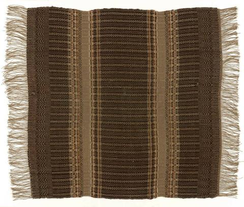 Artwork Table scarf this artwork made of Woven linen and wool in brown, white, beige and orange stripes, created in 1930-01-01