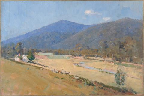 Artwork Valley, Wandiligong this artwork made of Oil on canvas, created in 1928-01-01