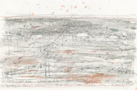 Artwork 6.30 am 'Nullarbor' this artwork made of Crayon, pencil and charcoal on paper, created in 1982-01-01