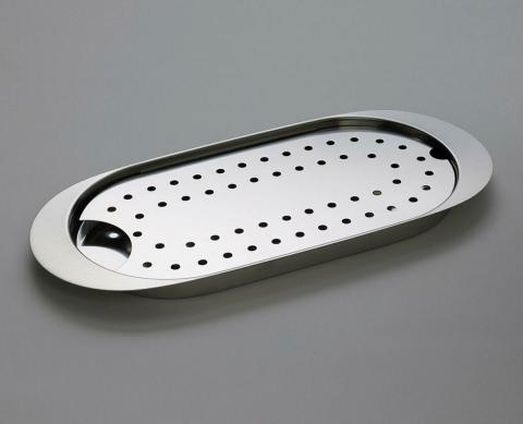 Artwork Serving dish with strainer (from 'Cylinda Line' series) this artwork made of Polished and brushed stainless steel, created in 1964-01-01