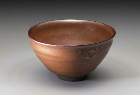 Artwork Tea bowl this artwork made of Stoneware, deep brown clay thrown with matt khaki tenmoku glaze, created in 1987-01-01