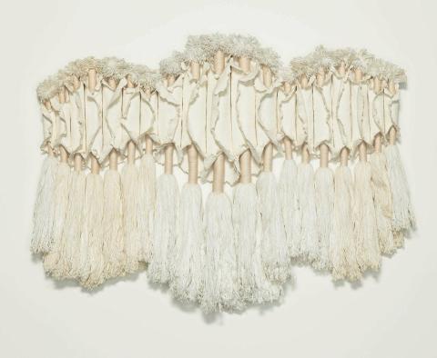 Artwork Wall hanging: Untitled this artwork made of Handmade paper and cotton fibre, created in 1980-01-01