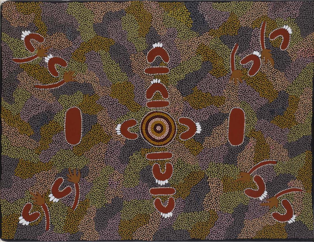 Artwork Women's corroboree this artwork made of Synthetic polymer paint on canvas, created in 1987-01-01