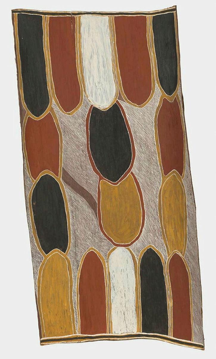 Artwork Sacred rocks this artwork made of Natural pigments on bark, created in 1993-01-01