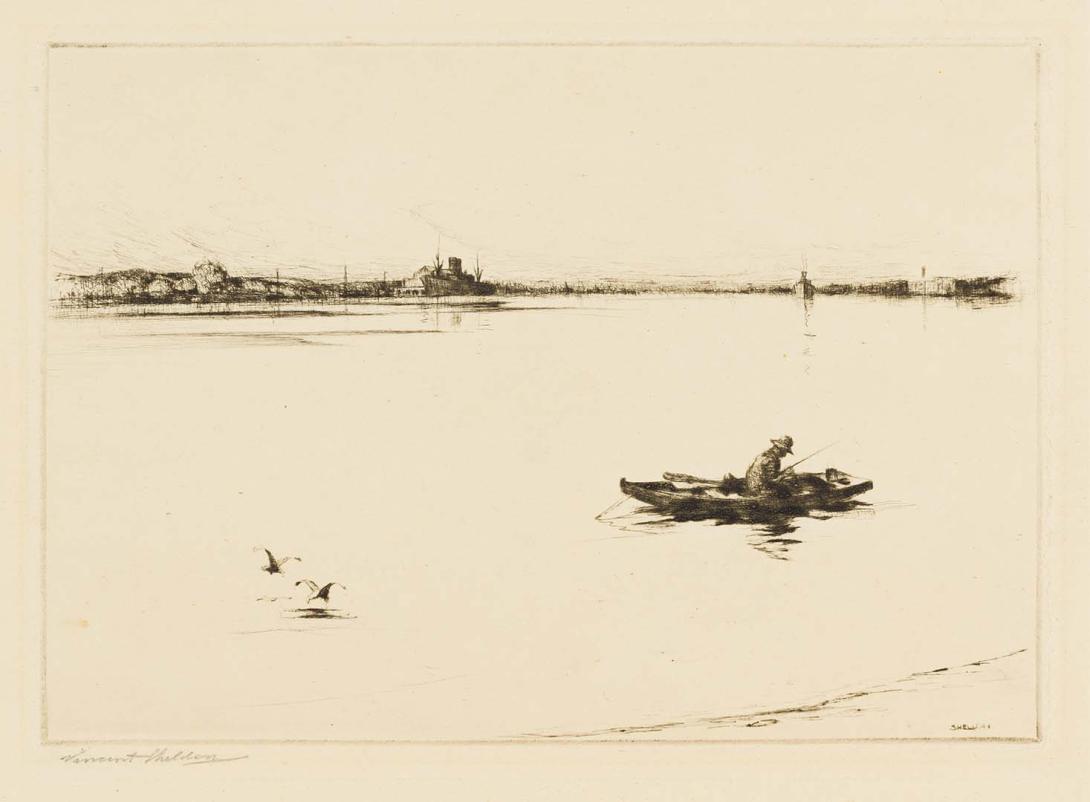 Artwork Brisbane River this artwork made of Drypoint on cream wove paper, created in 1932-01-01