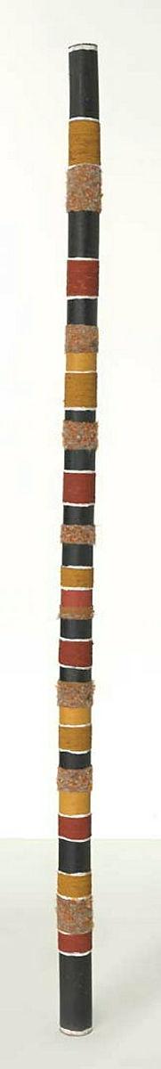 Artwork Dhubada - Marradjirri pole this artwork made of Wood, string, feathers with natural pigments, created in 2001-01-01