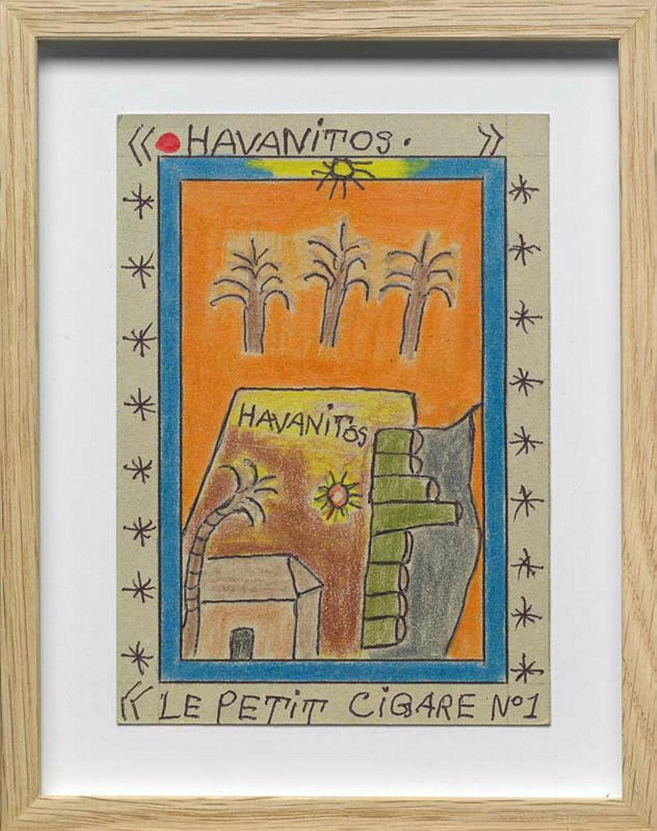 Artwork Havanitos "Le petit cigare no.1" (from 'Publicités' series) this artwork made of Coloured pencil and ballpoint pen on cardboard, created in 2007-01-01
