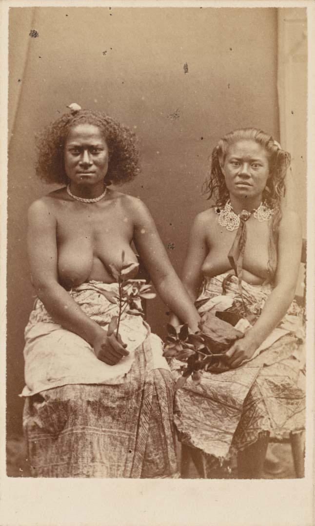 Artwork Tongan women this artwork made of Albumen photograph on paper mounted on card